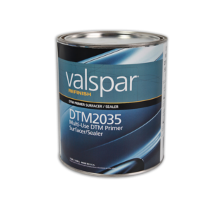 Image of a tin of Valspar Refinish dtm 2035 multi-use primer surface sealer 3.78 Litre